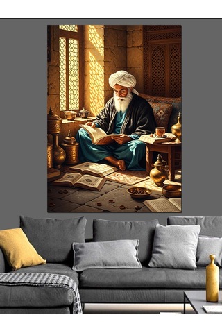 Ahşap Tablo Kitap Okuyan Yaşlı Adam