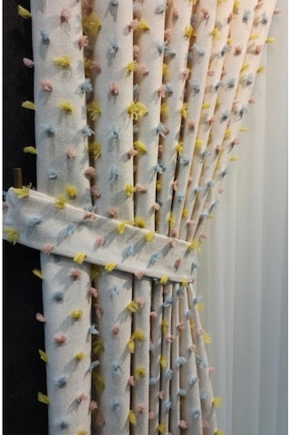 As Perde Püsküllü Fon Perde Çok Renkli