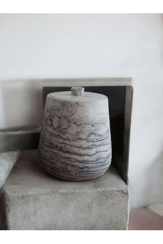 2 Parça Beton Çöp Kovası Banyo Mutfak Tuvalet Wc 18 Cm 4 Litre Kapaklı Kutu Antrasit