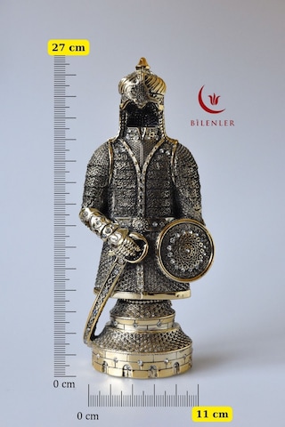 Fetih Zırh Ayetel Kürsi Biblo 11x27 Cm Orta Boy Gümüş Renk Metal Dekoratif Aksesuar Sarı