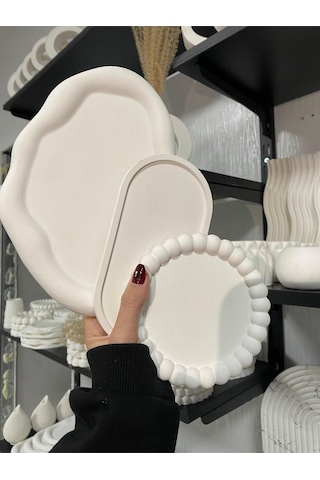 Üçlü Takı Tabağı Dekoratif Alçı Süs Eşyası 15 X 15 Tbk-1013