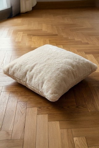 Elart Rabbit Kırlent Kılıfı Peluş Dekoratif 43x43 Cm Bej Bej