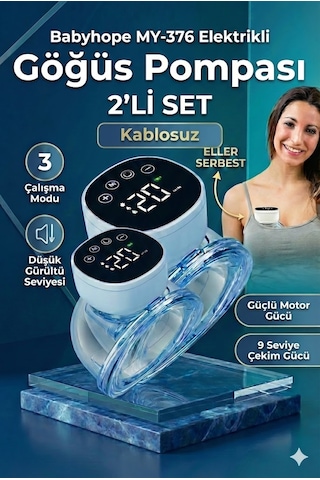 Babyhope MY-376 Göğüs Pompası Şarjlı Giyilebilir Elektrikli Sessiz ve Elleri Serbest Kullanım 2 Adet