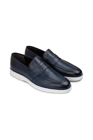 Deery Hakiki Deri Mavi Erkek Loafer Ayakkabı - 01960mmvıc01 Mavi