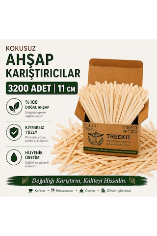 Ahşap Çay Karıştırıcı 3200 Adet 11 Cm Doğal Tek Kullanımlık Kahve Karıştırıcı Açık Ahşap