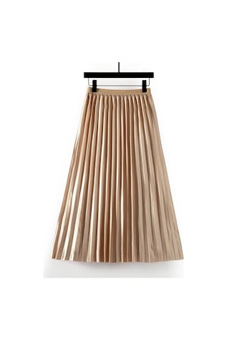 M-4xl Yaz Düz Renk Uzunluk Kadın Midi Pileli Etekler Elastik Yüksek Bel Saten Düz Etek Kore A Kesim Etek Qt2397 Siyah