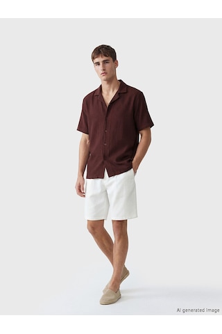 Lcw Vision Bordo Regular Fit Resort Yaka Müslin Erkek Gömlek