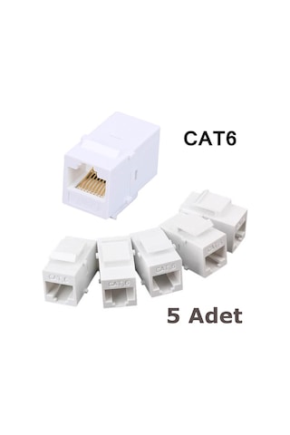 RJ45 Cat6 Konnektör Keystone Jack Dişi Dişi Ara Uzatma - 5 Adet