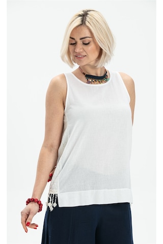 Kolsuz Poplin Zeyno Bluz Beyaz Byz Beyaz