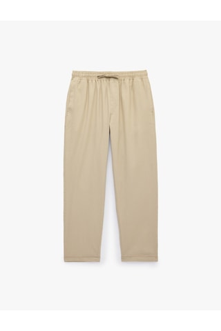 Koton Slim Fit Keten Karışımlı Cepli Beli Lastikli Bağcıklı Pantolon Bej 6sam40169hw Ekru