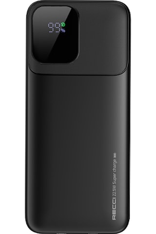 Recci Rpb-p67 Pd 20w Dijital Led Gösterge Type-c Ve Lightning Kablolu Powerbank 22.5w 10000mah Siyah Siyah