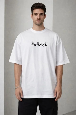 Vexor Erkek Bisiklet Yaka Baskılı Kısa Kollu Tişört Streetwear Günlük Basic Pamuklu T-shirt - Beyaz