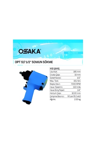 Osaka Havalı Somun Sökme Sıkma Opt 517 1/2"