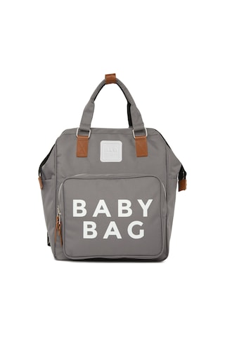 Bagmori Baby Bag Baskılı Cepli Anne Bebek Bakım Sırt Çantası Gri