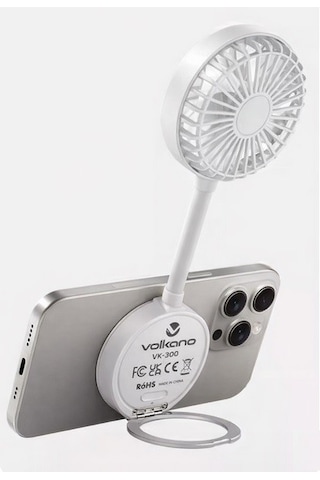 Volkano Manyetik Fan Şarz Edilebilir 3 Kademeli Mıknatıslı Safe Telefon Tutuculu Magsafe Fan Magnetic Holder Vk-300 Beyaz