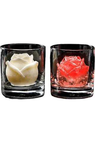 Geeksen Üç Boyutlu Gül Buz Küpü Silikon Kalıp Viski Buz Topu Buz Yapma Gül Kalıbı Kek Kalıbı 1.5 İnç Çok Renkli