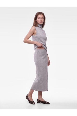 Koton Slim Fit Dikiş Detaylı Midi Boy Kalem Etek Gri 7wak10008ek