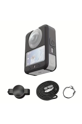 Teknoroket DJI Osmo 360 ve 360 II Silikon Kılıf , Lens Cap Lens Koruma Ve Kayış Seti Siyah