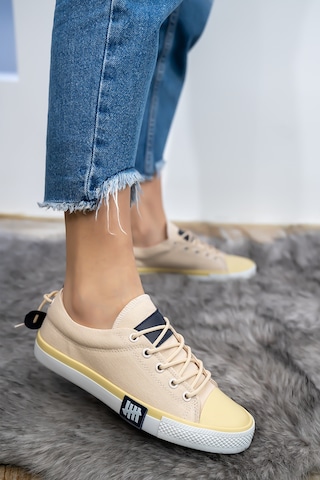 Kadın Erkek Keten Bej Sneaker Bej