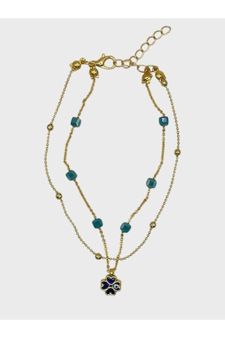 Arnes Jewelry Çelik Nazar Boncuklu Yoncalı Dorikalı Halhal Ar593nes Gold
