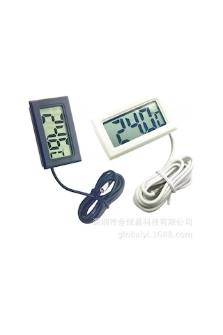 Hangfox Suya Dayanıklı Sondajlı Dijital Termometre - Akvaryum, Buzdolabı Su Sıcaklığı Ölçer - 1 Metre Siyah Kablolu