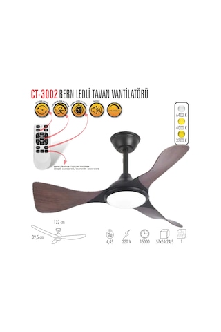 Cata Bern 132cm 52inç Ledli Tavan Vantilatörü Kumandalı Ct-3002-4