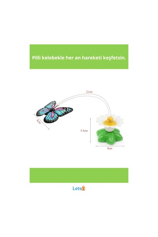 Hareketli Kelebek Pilli Kedi Oyuncağı 20 Cm