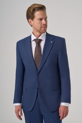Morven Erkek Lacivert Yünlü Trend Desenli Dynamic Fit Mono Yaka Takım Elbise 26mc001039200 Lacivert