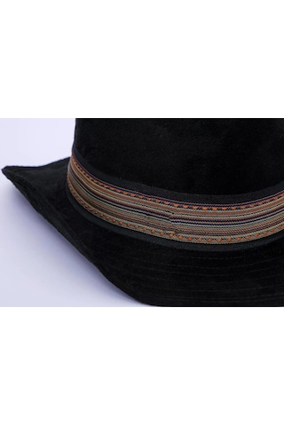 Twingold İsme Özel Süet Kovboy Fötr Şapka - Ab01007 - Siyah Siyah