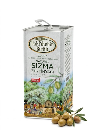 Vakfıkebir Natürel Soğuk Sıkım Sızma 5l 4800gr Zeytinyağı