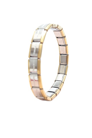 Çelik Bileklik İtalyan Charm Model Unisex Erkek Kadın 3 Mm 18 Cm Ortası Gümüş Silver Altın Sarısı Gold - Gümüş