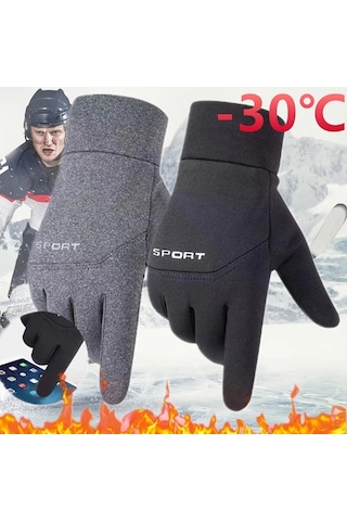 Elmpaly Kışlık Sıcak Tutan Buz Hokeyi Ve Açık Hava Spor Eldiveni Rüzgar Koruma Dokunmatik Uyumlu Siyah Xl Siyah