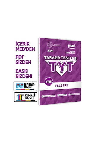 2026 YKS-TYT Mebi-ogm 8li Tüm Dersler Özgün Tarama Test Kitabı A4 Boyut Renkli Görsel  Baskı Ücreti