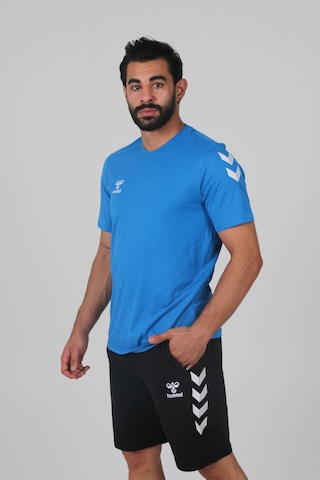 Hummel Armin Pamuklu Bisiklet Yaka Tişört Saks Mavi
