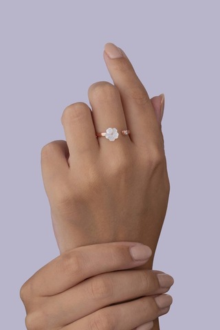 Gümüş Pazarım Manolya Çiçeği Kadın 925 Ayar Gümüş Yüzük Altın - Gümüş