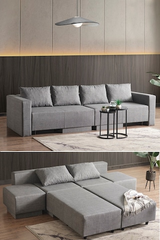 Kagu Corner Poly-l Köşe Takimi-kanepe-yatak-dinlenme Gri