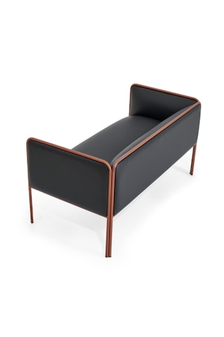 Hunt Mobilya Hando Siyah Deri İkili Ofis Kanepesi