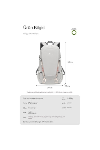 Relaxed Erkek Ve Kız Öğrenciler İçin Çok İşlevli Dış Mekan Sırt Çantası, Büyük Kapasiteli Seyahat Çantası, Dağcılık Çantası, Taşınabilir Su Geçirmez Spor Sırt Çantası - Açık Gri Açık Gri