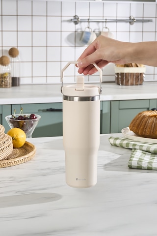 Emsan Star Ice Pipetli Çelik Sızdırmaz Termos Krem 900 Ml Krem