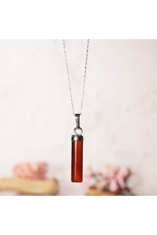 Akik Agate Doğal Taş Kolye Renkli