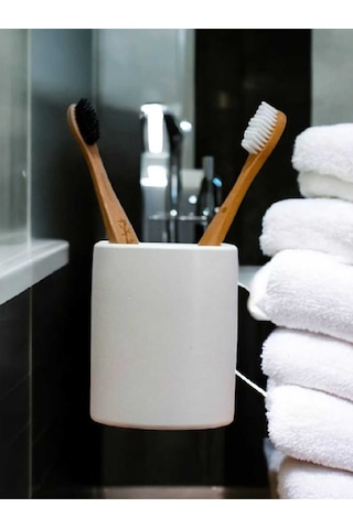 Banyo Seti Diş Fırçalık, Diş Macunluk, Makyaj Organizeri,kalemlik Beyaz