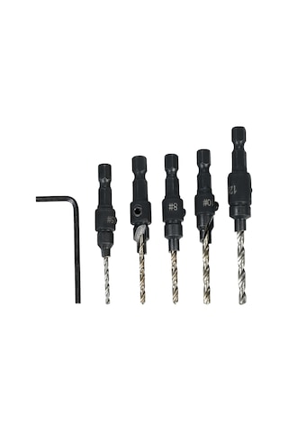 Youmex 5'li Hss Konik Matkap Uç Seti - Ahşap Ve Metal İşleme İçin 1/4" Altıgen Şaftlı Vida Yuva Açma Takımı