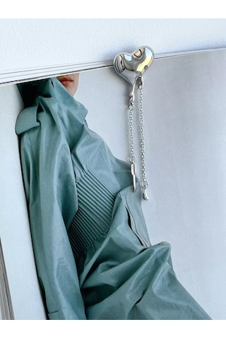 Best Price 34 Zincirli Kalp Broş 228397997 Gri