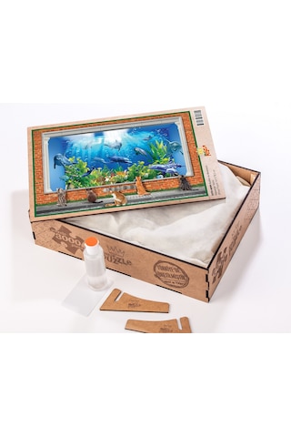 King Of Puzzle Kediler ve Akvaryum Ahşap Puzzle 3000 Parça