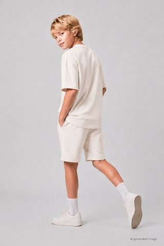 TOMMYLIFE Ekru Oversize Fit Basic Erkek Çocuk Şort Takım - 11335