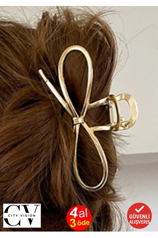 7 Cm Fiyonk Model Altın Saç Tokası Minimal Ve Zarif Metal Mandal Toka Altın