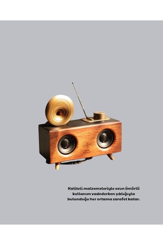 Mey İthalat Nostaljik Gramofon Bluetooth Hoparlör Fm Radyo + Usb + Sd Kart Destekli