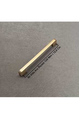 Arel Mat Altın Tv Ünitesi Vestiyer Yatak Odası Mutfak Dolap Çekmece Kulpu 128 Mm 12,8 Cm 2 Adet