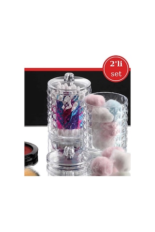 Flosoft Diamond Silindir Pamuk ve Kulak Çubukluğu Organizeri 2'li Set