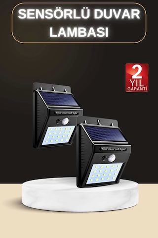 Bahçe Aydınlatma Sensörlü Güneş Enerjili Duvar Lambası 40 Led Işık Çok Renkli